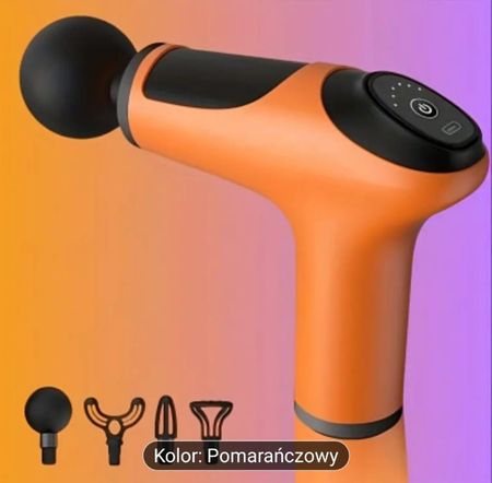 Innowacyjny Design, Masażer Pistoletowy z Wysokim Momentem Obrotowym, Zawierający 4 Wymiennych Głowice, Ręczny Masażer Perkusyjny Odpowiedni do Masażu Szyi, Pleców i Całego Ciała, Dostępny w Wielu Kolorach, Świetny Prezent dla Przyjaciół.